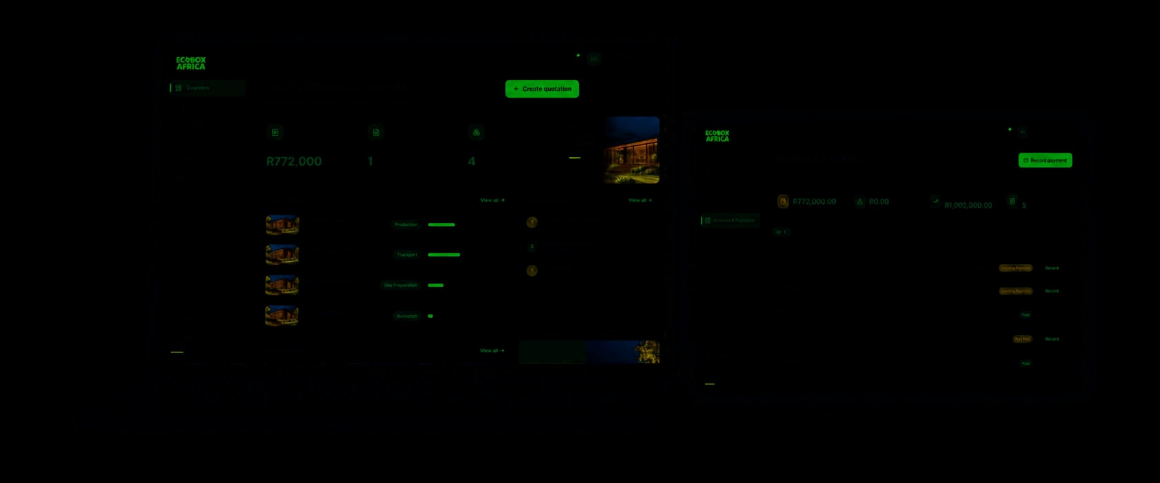 A business system dashboard shown on a laptop and a tablet